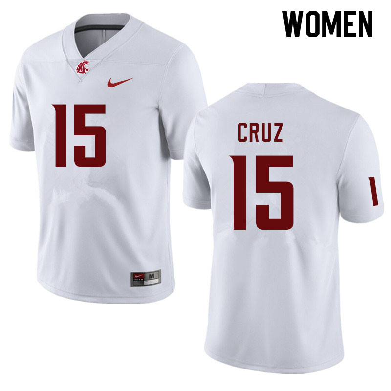 Women #15 Gunner Cruz Washington State Cougars College Football Jerseys Sale-White